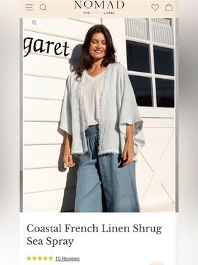 Nomad the Label coastal French linen Shrug (xs/s) NWOT